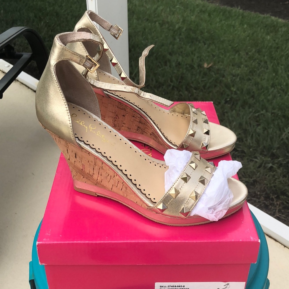 Lilly Pulitzer Sydney Wedge Gold Metallic